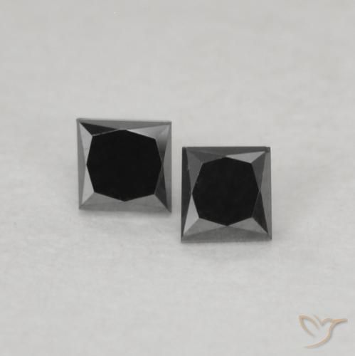 0.13ctw طبيعي أسود الماس, مربع, غير شفاف