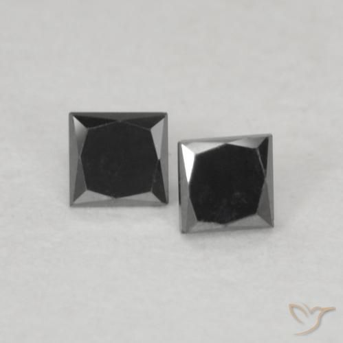 0.12ctw طبيعي أسود الماس, مربع, غير شفاف, Photo A