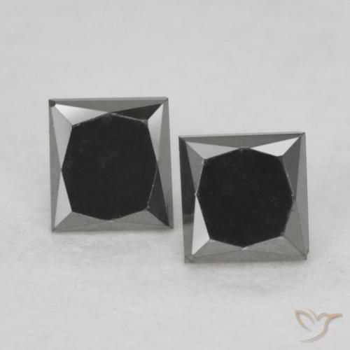0.31ctw طبيعي أسود الماس, مربع, غير شفاف, Photo A