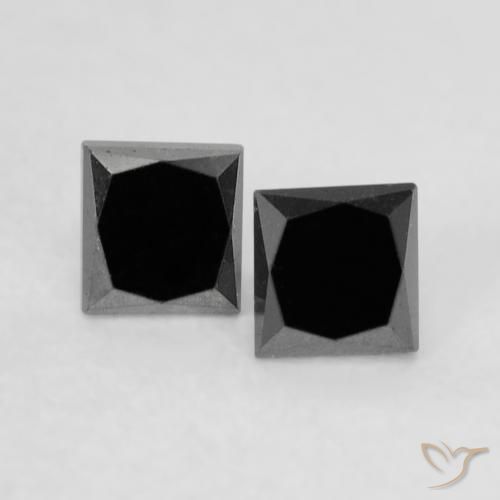 0.35ctw طبيعي أسود الماس, مربع, غير شفاف