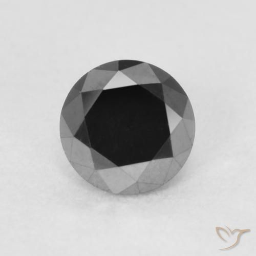 0.22ct طبيعي أسود الماس, دائري, غير شفاف