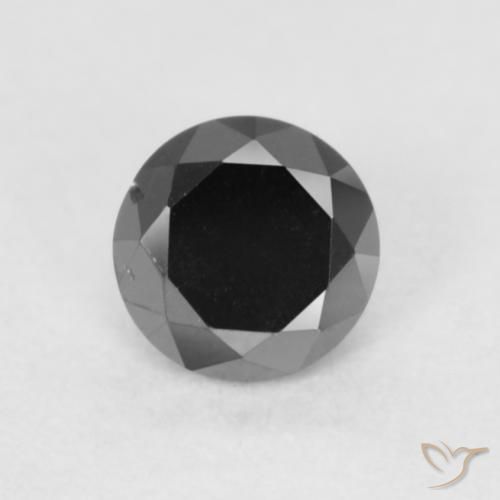 0.22ct طبيعي أسود الماس, دائري, غير شفاف