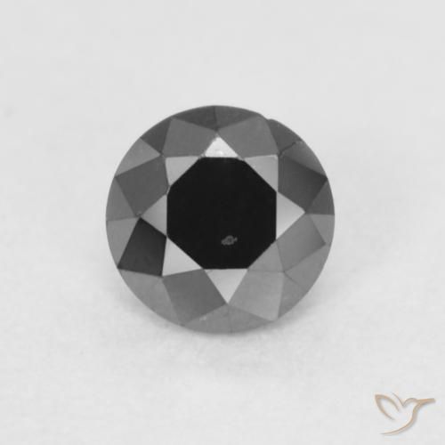 0.21ct طبيعي أسود الماس, دائري, غير شفاف