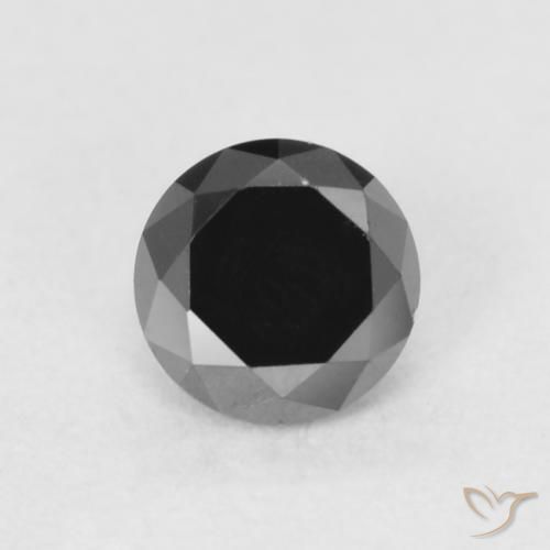0.22ct طبيعي أسود الماس, دائري, غير شفاف
