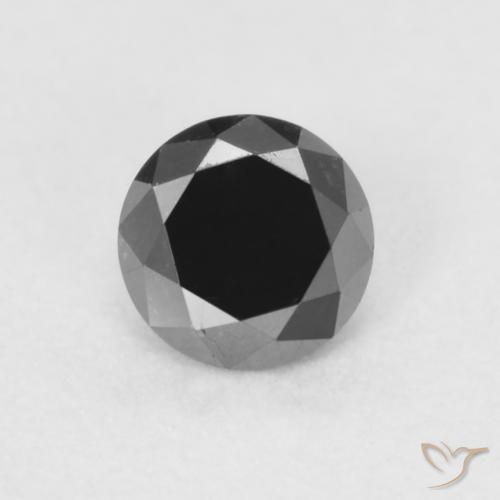 0.21ct طبيعي أسود الماس, دائري, غير شفاف