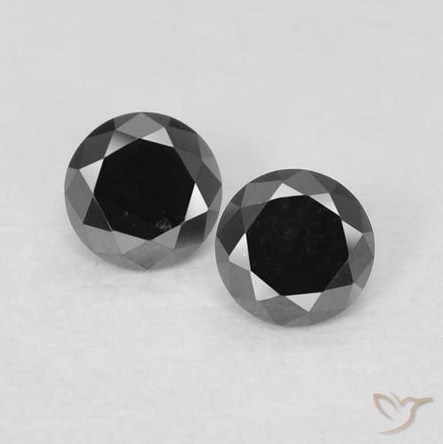 0.25ctw طبيعي أسود الماس, دائري, غير شفاف