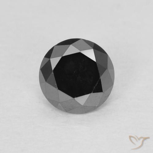 0.22ct طبيعي أسود الماس, دائري, غير شفاف