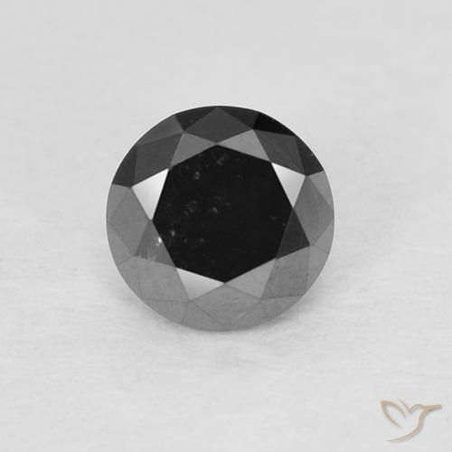 0.22ct طبيعي أسود الماس, دائري, غير شفاف