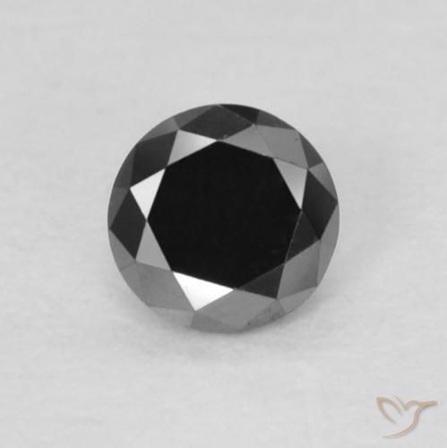 0.14ct طبيعي أسود الماس, دائري, غير شفاف