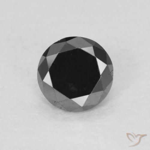 0.13ct طبيعي أسود الماس, دائري, غير شفاف