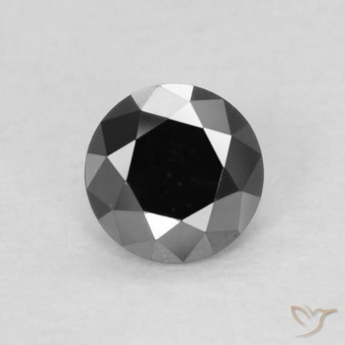 0.12ct طبيعي أسود الماس, دائري, غير شفاف