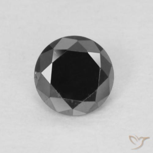 0.13ct طبيعي أسود الماس, دائري, غير شفاف