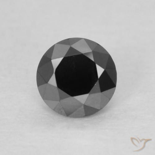 0.14ct طبيعي أسود الماس, دائري, غير شفاف