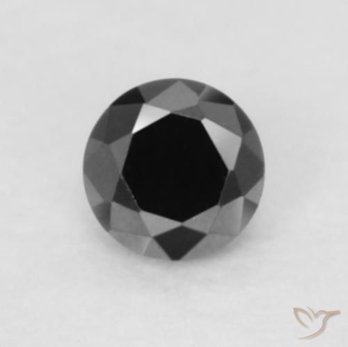 0.05ct طبيعي أسود الماس, دائري, غير شفاف