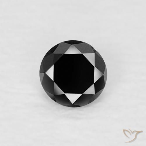 0.08ct طبيعي أسود الماس, دائري, غير شفاف