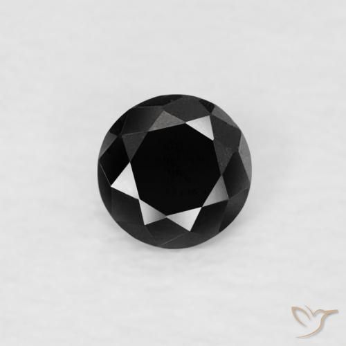 0.07ct طبيعي أسود الماس, دائري, غير شفاف