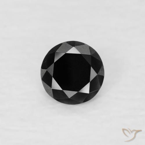 0.07ct طبيعي أسود الماس, دائري, غير شفاف