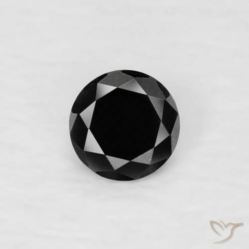 0.07ct طبيعي أسود الماس, دائري, غير شفاف