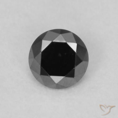0.07ct طبيعي أسود الماس, دائري, غير شفاف