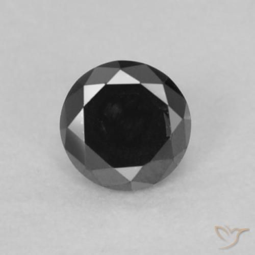 0.07ct طبيعي أسود الماس, دائري, غير شفاف