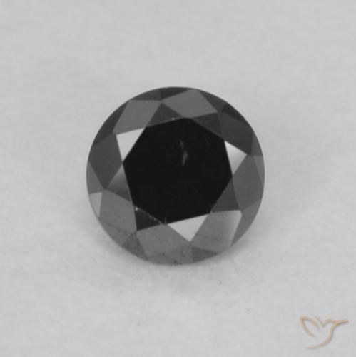 0.07ct طبيعي أسود الماس, دائري, غير شفاف