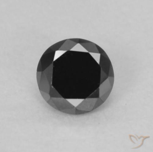 0.07ct طبيعي أسود الماس, دائري, غير شفاف