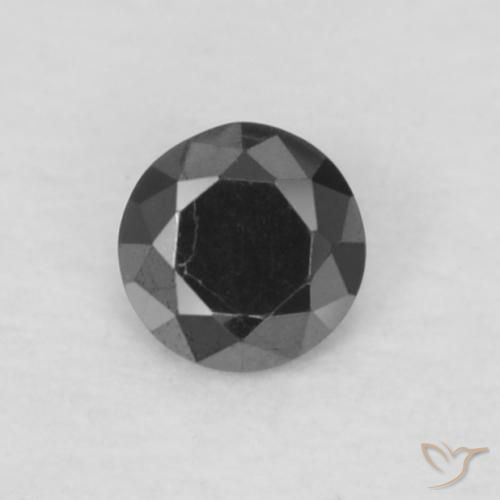 0.06ct طبيعي أسود الماس, دائري, غير شفاف