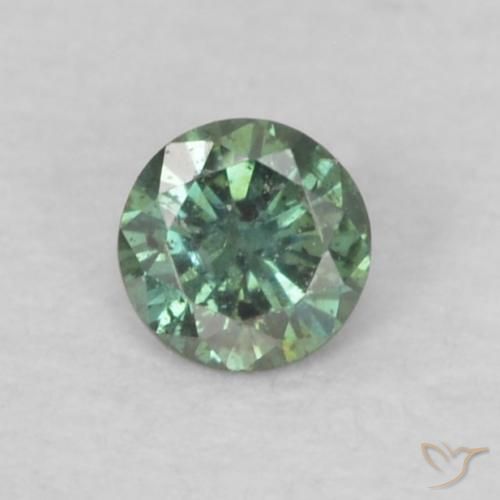 0.05ct طبيعي أخضر الماس, دائري, قليلا جدا