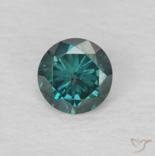 0.11ct طبيعي أخضر الماس, دائري, قليلا جدا