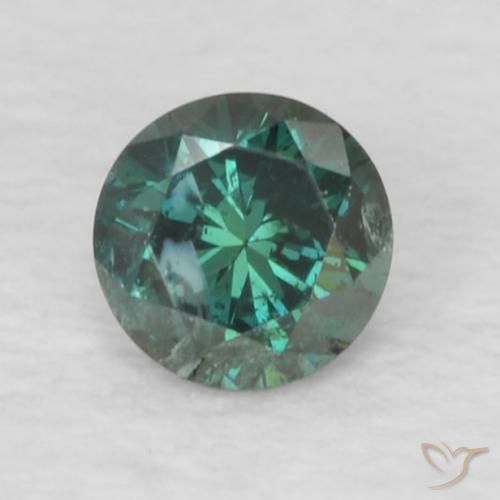 0.11ct طبيعي أخضر الماس, دائري, قليلا جدا