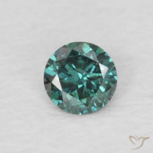 0.05ct طبيعي أخضر الماس, دائري, قليلا جدا