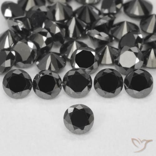 0.05ct طبيعي أسود الماس, دائري, غير شفاف