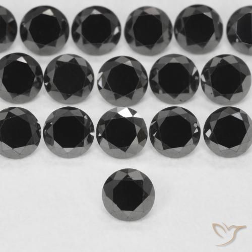 0.14ct طبيعي أسود الماس, دائري, غير شفاف