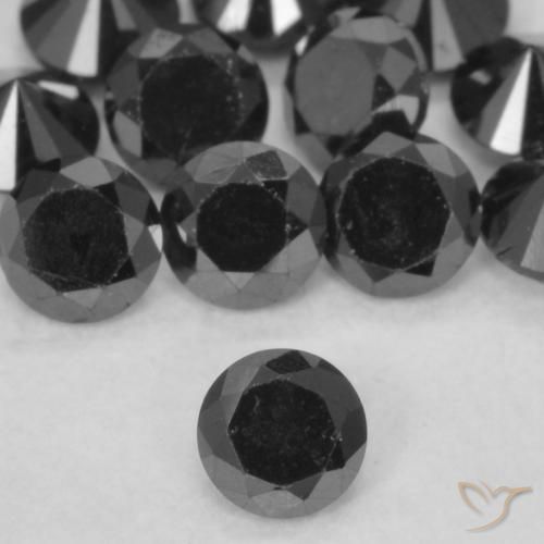 0.11ct طبيعي أسود الماس, دائري, غير شفاف