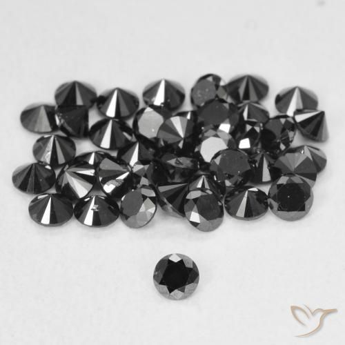 0.07ct طبيعي أسود الماس, دائري, غير شفاف