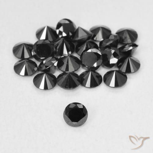 0.07ct طبيعي أسود الماس, دائري, غير شفاف