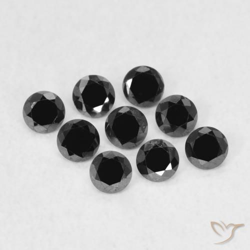 0.05ct طبيعي أسود الماس, دائري, غير شفاف