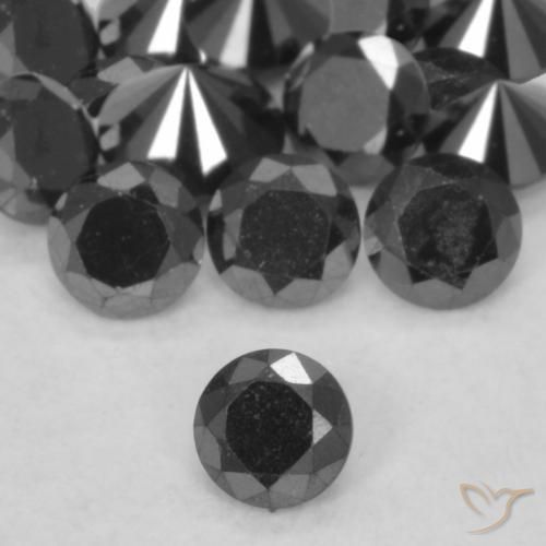 0.06ct طبيعي أسود الماس, دائري, غير شفاف