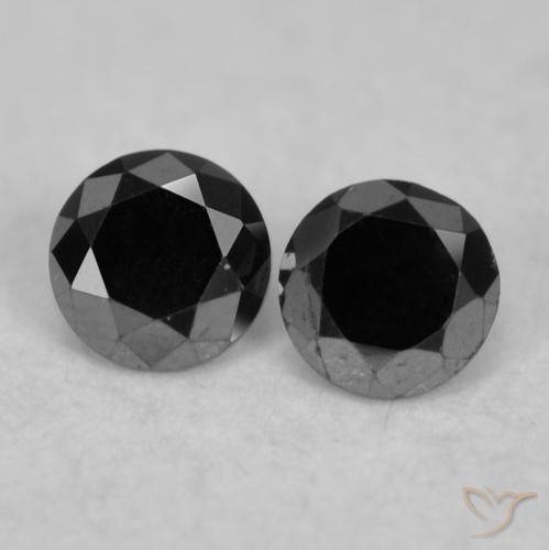 0.09ctw طبيعي أسود الماس, دائري, غير شفاف, Photo A