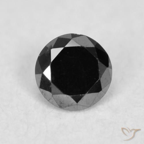 0.03ct طبيعي أسود الماس, دائري, غير شفاف