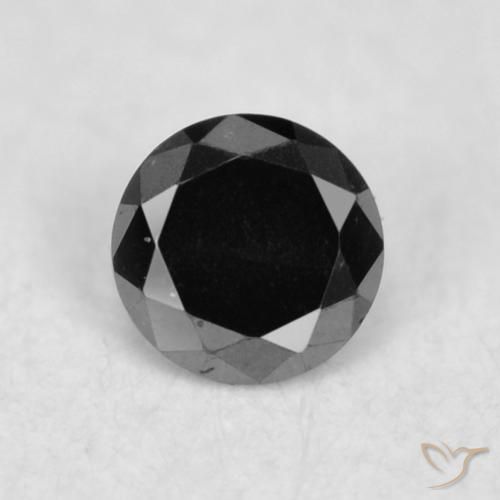 0.03ct طبيعي أسود الماس, دائري, غير شفاف