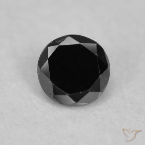 0.03ct طبيعي أسود الماس, دائري, غير شفاف