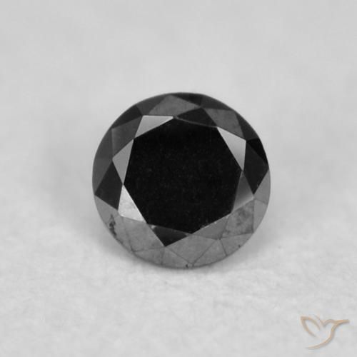 0.02ct طبيعي أسود الماس, دائري, غير شفاف