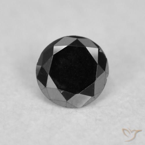 0.02ct طبيعي أسود الماس, دائري, غير شفاف