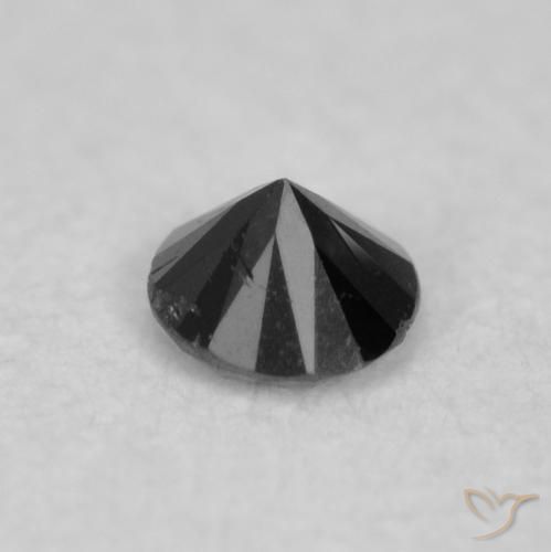 الماس أسود طبيعي، دائري، 0.02 قيراط، غير شفاف