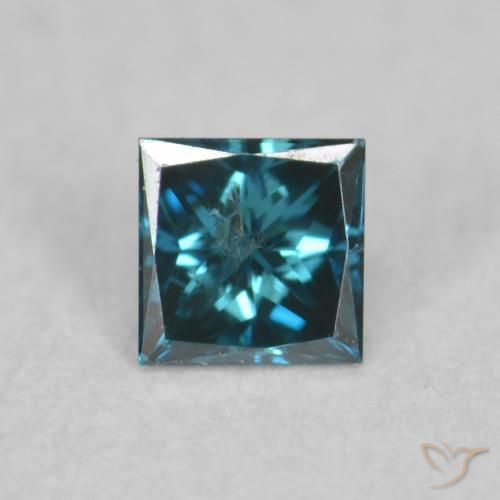 0.07ct طبيعي أزرق الماس, مربع, قليلا جدا
