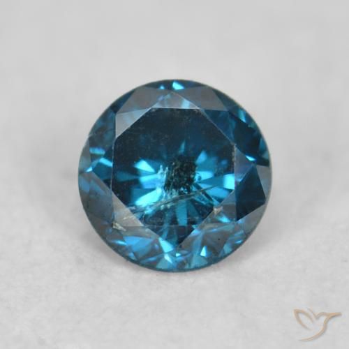 0.09ct طبيعي أزرق الماس, دائري, قليلا جدا