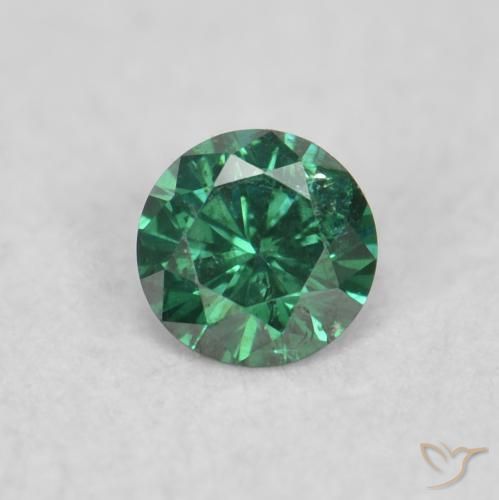 0.05ct طبيعي أخضر الماس, دائري, قليلا جدا
