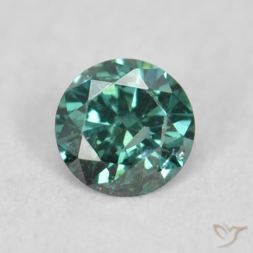 0.05ct طبيعي أخضر الماس, دائري, قليلا جدا