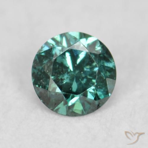 0.07ct طبيعي أخضر الماس, دائري, قليلا جدا